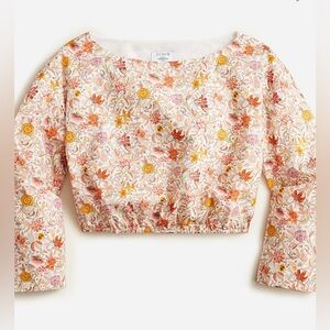 NWT Bell-sleeve organic cotton cropped top in Liberty® Garden of Life fabric